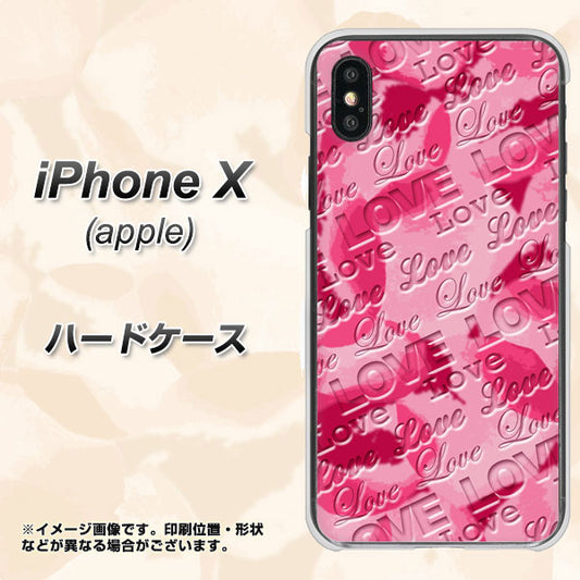 iPhone X 高画質仕上げ 背面印刷 ハードケース【SC845 フラワーヴェルニLOVE濃いピンク（ローズアンディアン）】