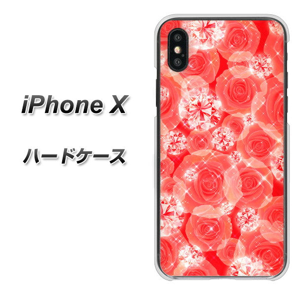 iPhone X 高画質仕上げ 背面印刷 ハードケース【VA816 ダイヤモンドとバラ】