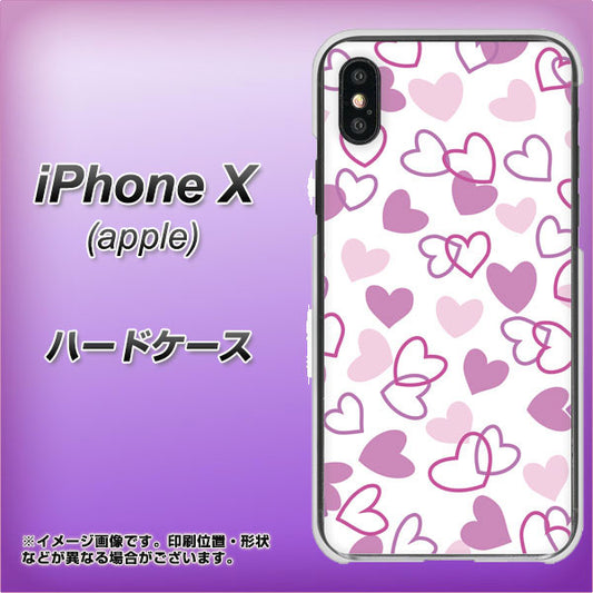 iPhone X 高画質仕上げ 背面印刷 ハードケース【VA928 ハートがいっぱい パープル】
