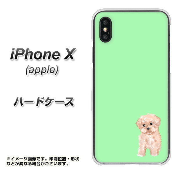 iPhone X 高画質仕上げ 背面印刷 ハードケース【YJ063 トイプードルアプリコット（グリーン）】