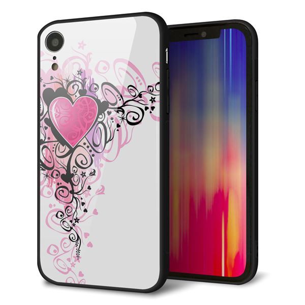 iPhone XR 強化ガラス＆TPUスマホケース ガラプリ【007 スタイリッシュハート】