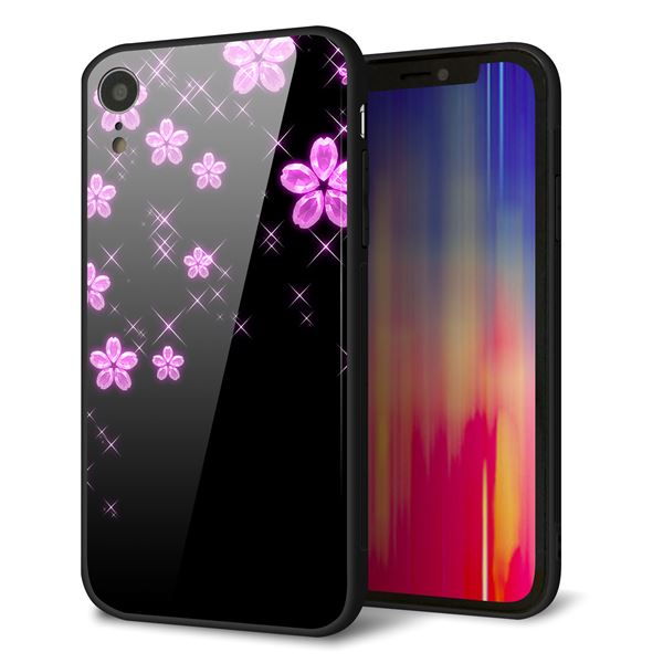iPhone XR 強化ガラス＆TPUスマホケース ガラプリ【019 桜クリスタル】
