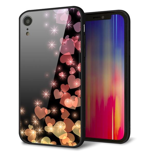 iPhone XR 強化ガラス＆TPUスマホケース ガラプリ【020 夜のきらめきハート】