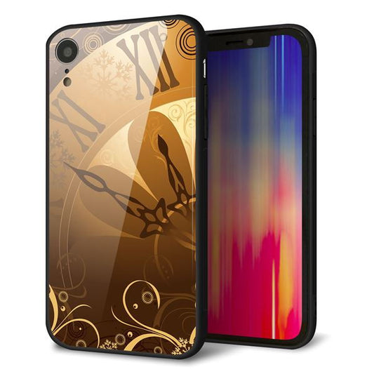 iPhone XR 強化ガラス＆TPUスマホケース ガラプリ【185 時を刻む針】