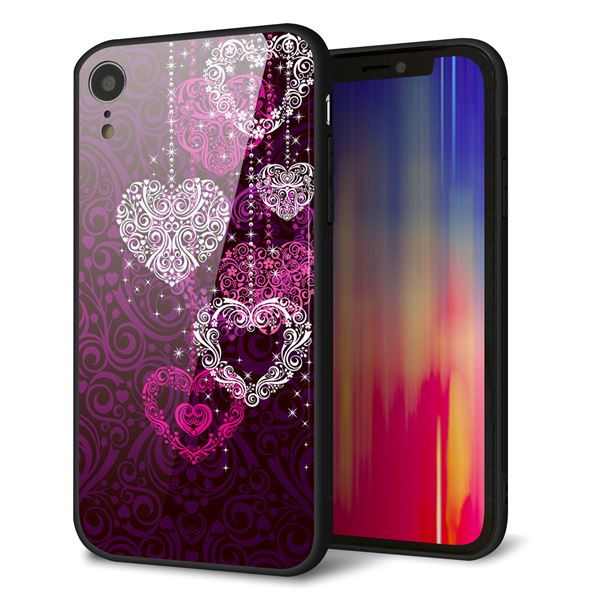 iPhone XR 強化ガラス＆TPUスマホケース ガラプリ【468 ハートのシャンデリア】