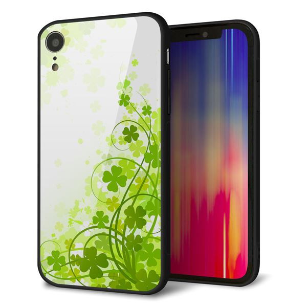 iPhone XR 強化ガラス＆TPUスマホケース ガラプリ【565 四葉のクローバー】