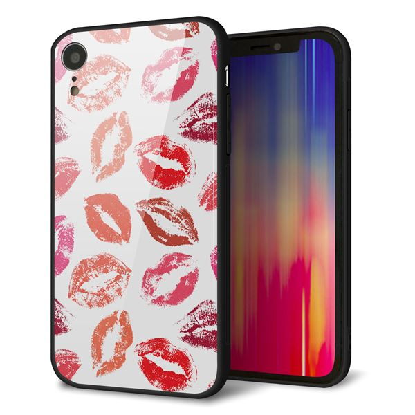 iPhone XR 強化ガラス＆TPUスマホケース ガラプリ【734 キスkissキス】