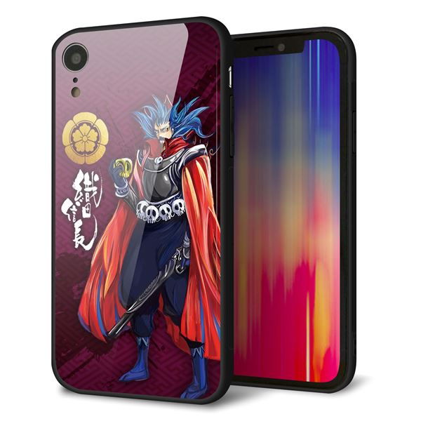 iPhone XR 強化ガラス＆TPUスマホケース ガラプリ【AB808 織田信長 イラストと家紋】