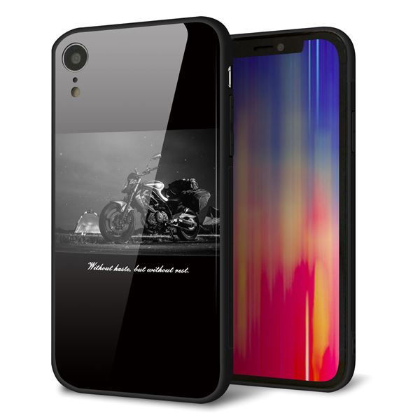 iPhone XR 強化ガラス＆TPUスマホケース ガラプリ【KM879 バイク】