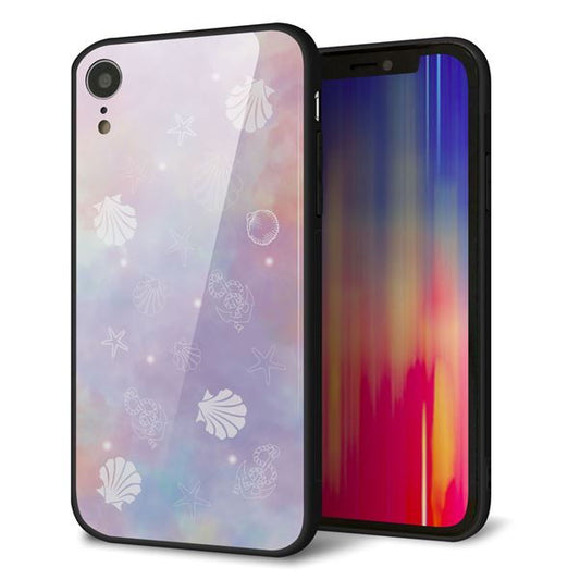 iPhone XR 強化ガラス＆TPUスマホケース ガラプリ【KM883 シェル柄】
