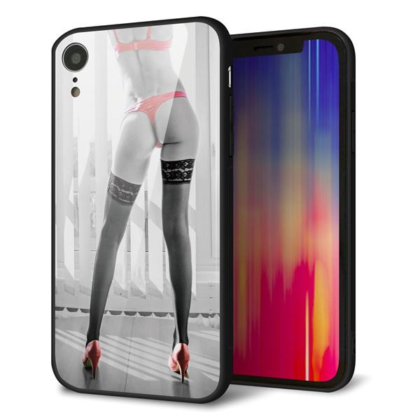 iPhone XR 強化ガラス＆TPUスマホケース ガラプリ【KM889 ハイヒール】