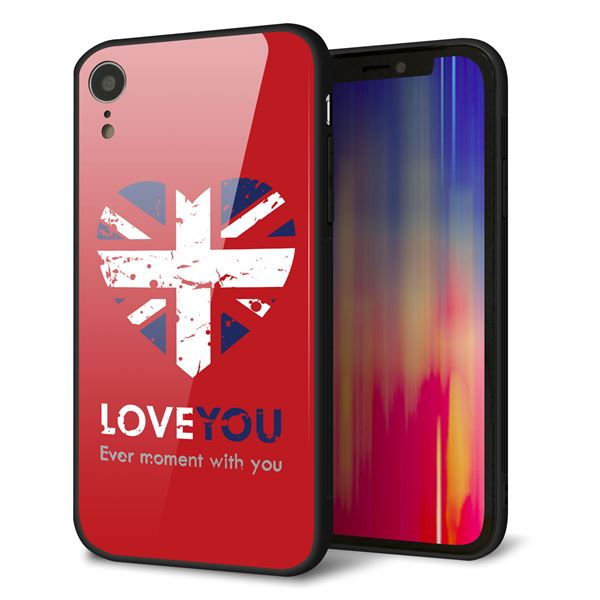 iPhone XR 強化ガラス＆TPUスマホケース ガラプリ【SC804 ユニオンジャック ハートビンテージレッド】