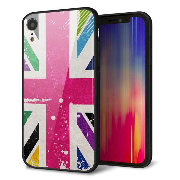 iPhone XR 強化ガラス＆TPUスマホケース ガラプリ【SC806 ユニオンジャック ピンクビンテージ】