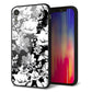 iPhone XR 強化ガラス＆TPUスマホケース ガラプリ【SC913 花柄モノトーン 02】
