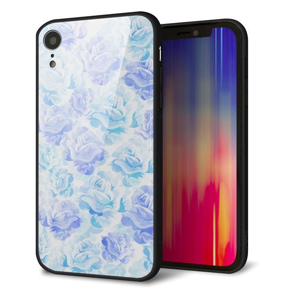 iPhone XR 強化ガラス＆TPUスマホケース ガラプリ【SC927 ローズ ブルー】
