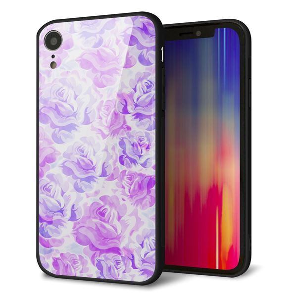 iPhone XR 強化ガラス＆TPUスマホケース ガラプリ【SC929 ローズ パープル】