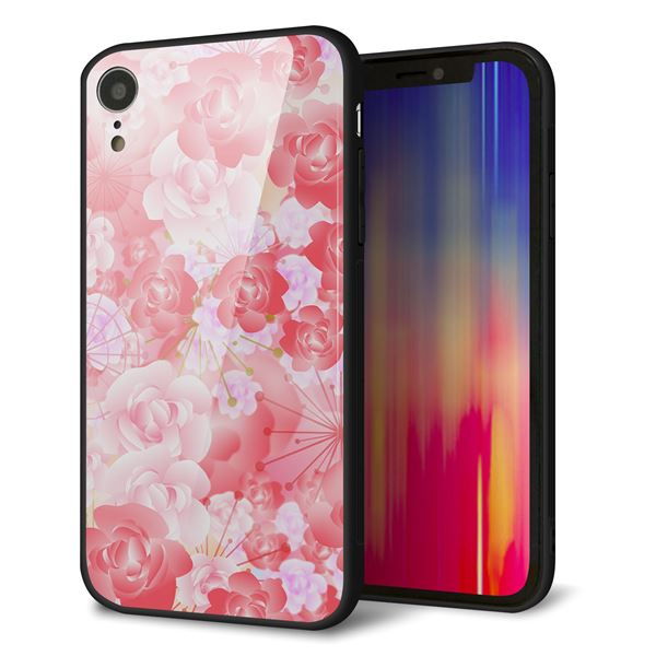 iPhone XR 強化ガラス＆TPUスマホケース ガラプリ【VA817 はんなり色の華】