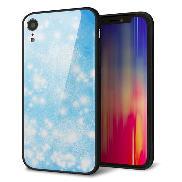 iPhone XR 強化ガラス＆TPUスマホケース ガラプリ【YJ289 デザインブルー】