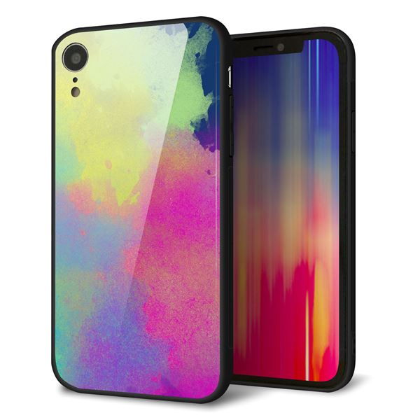 iPhone XR 強化ガラス＆TPUスマホケース ガラプリ【YJ294 デザイン色彩】