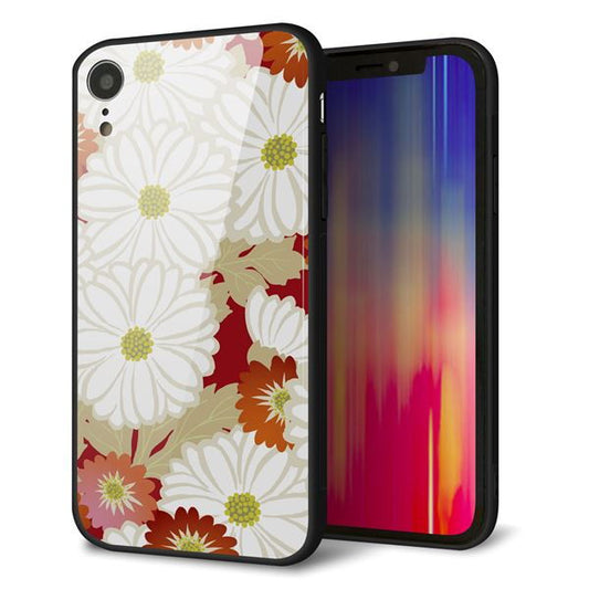 iPhone XR 強化ガラス＆TPUスマホケース ガラプリ【YJ322 和柄 菊】