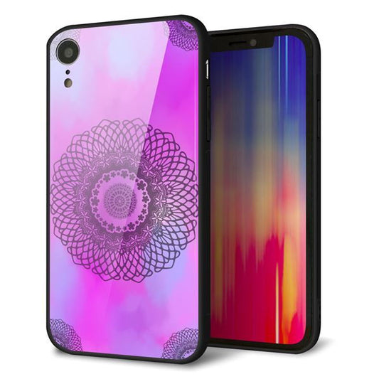 iPhone XR 強化ガラス＆TPUスマホケース ガラプリ【YJ344 レース】