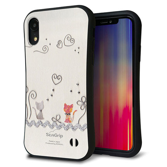 iPhone XR スマホケース 「SEA Grip」 グリップケース Sライン 【1103 クラフト写真 ネコ (ワイヤー1) 】 UV印刷
