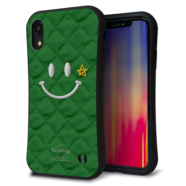 iPhone XR スマホケース 「SEA Grip」 グリップケース Sライン 【KM936 スマイル スター グリーン 】 UV印刷