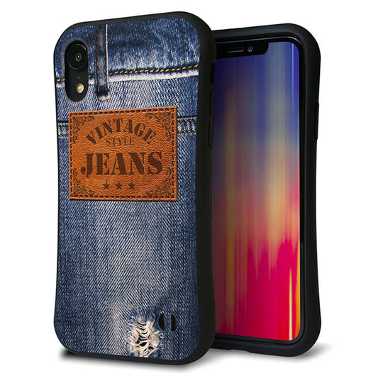 iPhone XR スマホケース 「SEA Grip」 グリップケース Sライン 【SC921 ダメージデニム レザータグ】 UV印刷