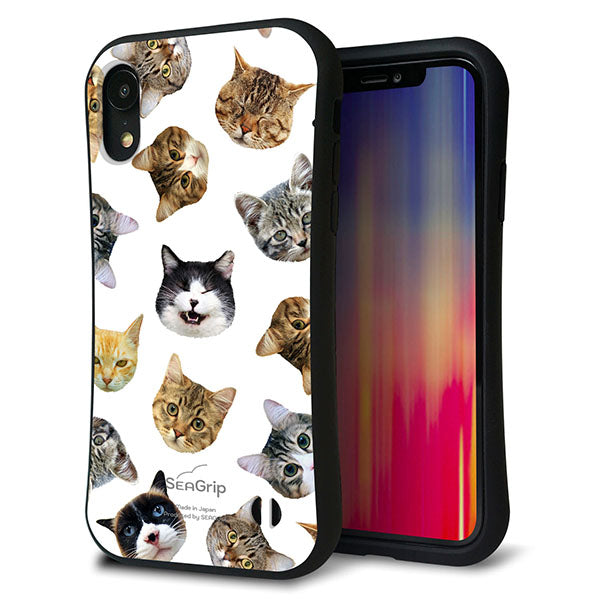 iPhone XR スマホケース 「SEA Grip」 グリップケース Sライン 【SC937 ねこどっと ホワイト】 UV印刷