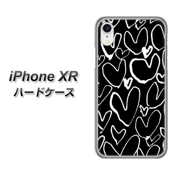 iPhone XR 高画質仕上げ 背面印刷 ハードケース【1124 ハート BK＆WH】