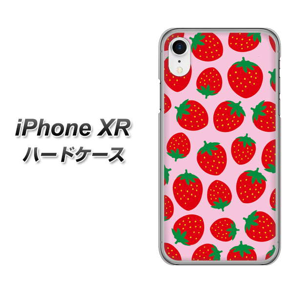 iPhone XR 高画質仕上げ 背面印刷 ハードケース【SC813 小さいイチゴ模様 レッドとピンク】