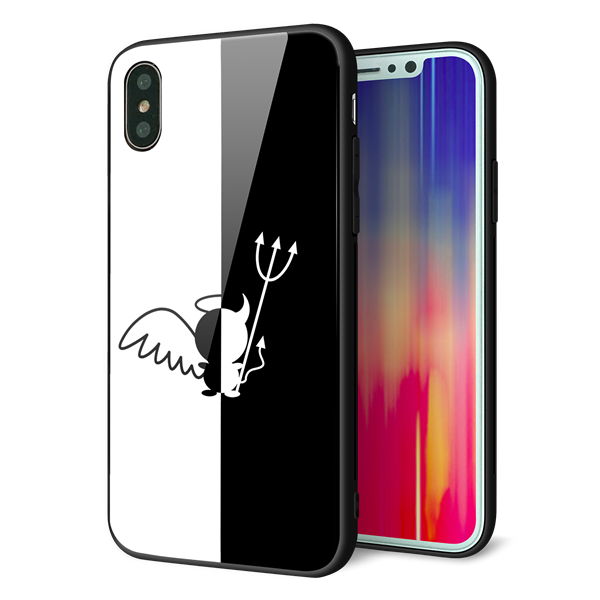 iPhone XS 強化ガラス＆TPUスマホケース ガラプリ【027 ハーフデビット】