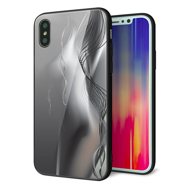 iPhone XS 強化ガラス＆TPUスマホケース ガラプリ【566 ボディウォール】