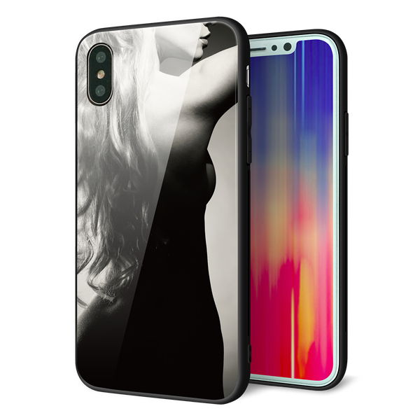 iPhone XS 強化ガラス＆TPUスマホケース ガラプリ【KM890 バックスタイル】