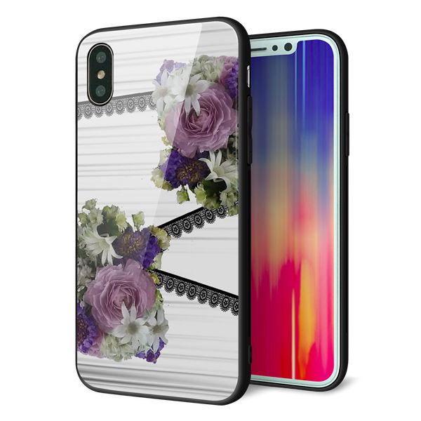 iPhone XS 強化ガラス＆TPUスマホケース ガラプリ【YI888 フラワー９】
