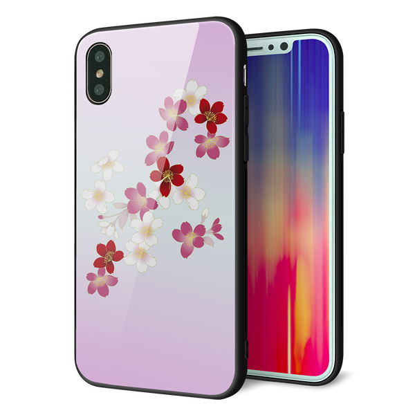 iPhone XS 強化ガラス＆TPUスマホケース ガラプリ【YJ320 桜 和】