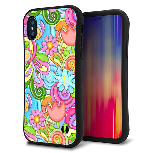 iPhone XS スマホケース 「SEA Grip」 グリップケース Sライン 【713 ミラクルフラワー】 UV印刷