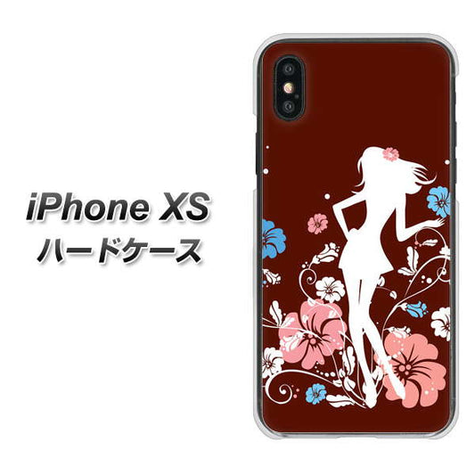 iPhone XS 高画質仕上げ 背面印刷 ハードケース【110 ハイビスカスと少女】