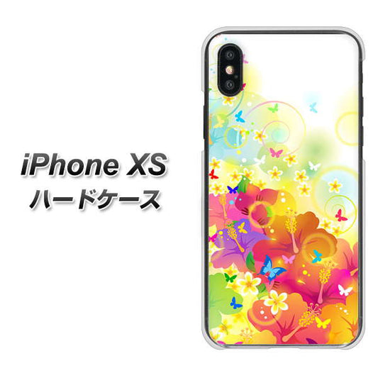 iPhone XS 高画質仕上げ 背面印刷 ハードケース【647 ハイビスカスと蝶】