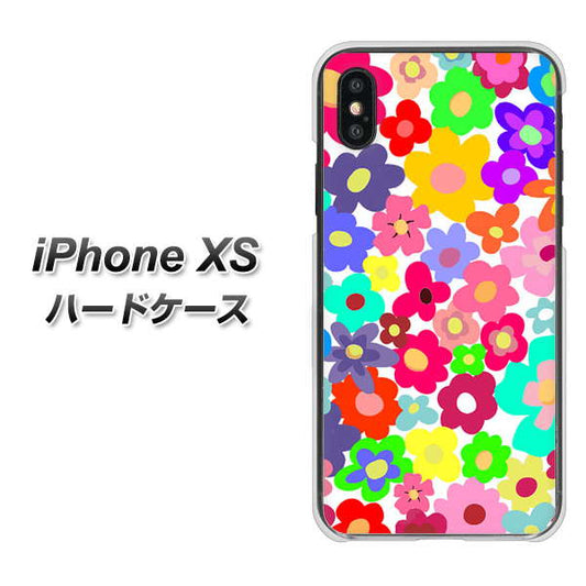 iPhone XS 高画質仕上げ 背面印刷 ハードケース【782 春のルーズフラワーWH】