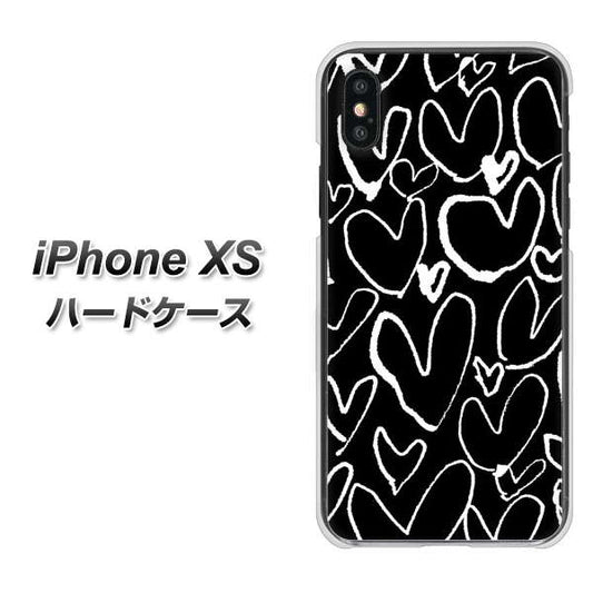 iPhone XS 高画質仕上げ 背面印刷 ハードケース【1124 ハート BK＆WH】