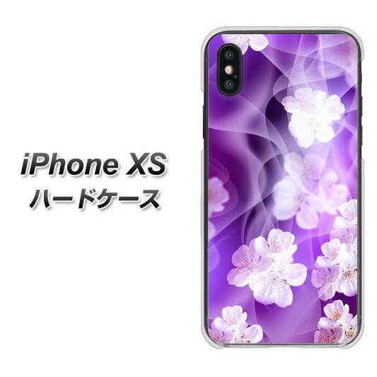 iPhone XS 高画質仕上げ 背面印刷 ハードケース【1211 桜とパープルの風】