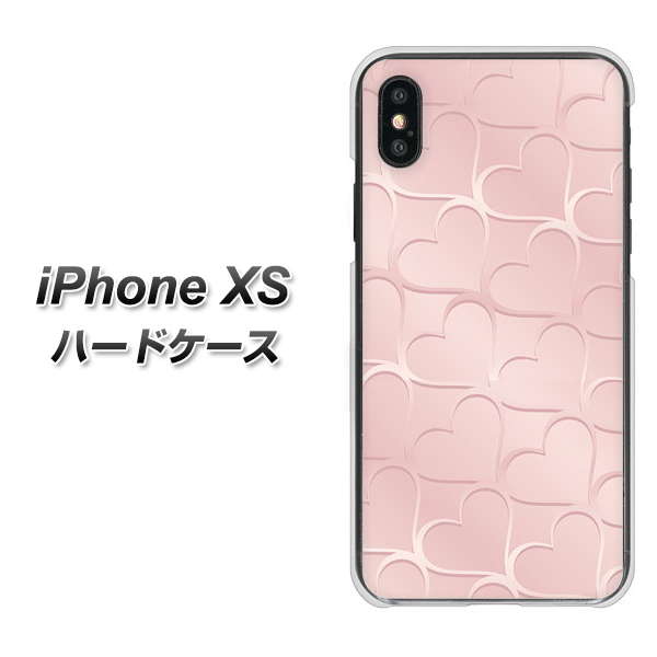 iPhone XS 高画質仕上げ 背面印刷 ハードケース【1340 かくれハート（ローズピンク）】