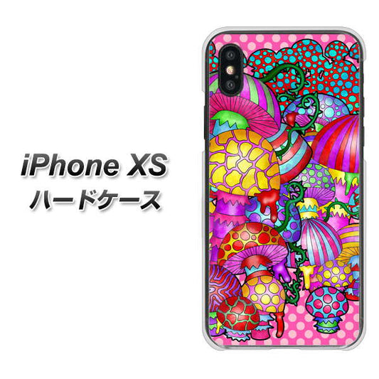 iPhone XS 高画質仕上げ 背面印刷 ハードケース【AG806 きのこ（ピンク）】