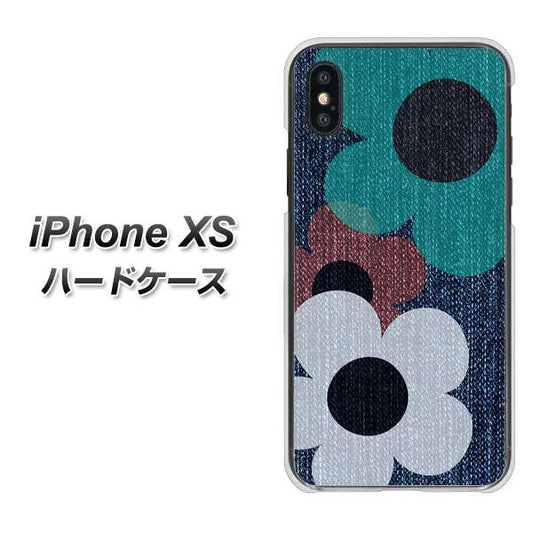 iPhone XS 高画質仕上げ 背面印刷 ハードケース【EK869 ルーズフラワーinデニム風】