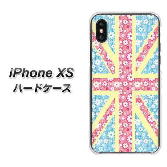 iPhone XS 高画質仕上げ 背面印刷 ハードケース【EK895 ユニオンジャックパステルフラワー】