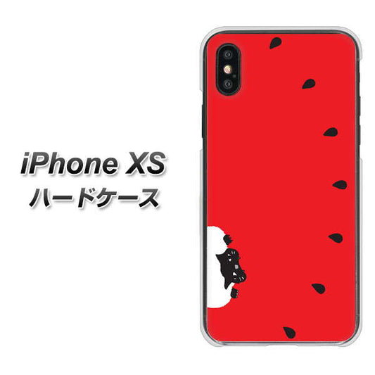 iPhone XS 高画質仕上げ 背面印刷 ハードケース【IA812 すいかをかじるネコ】