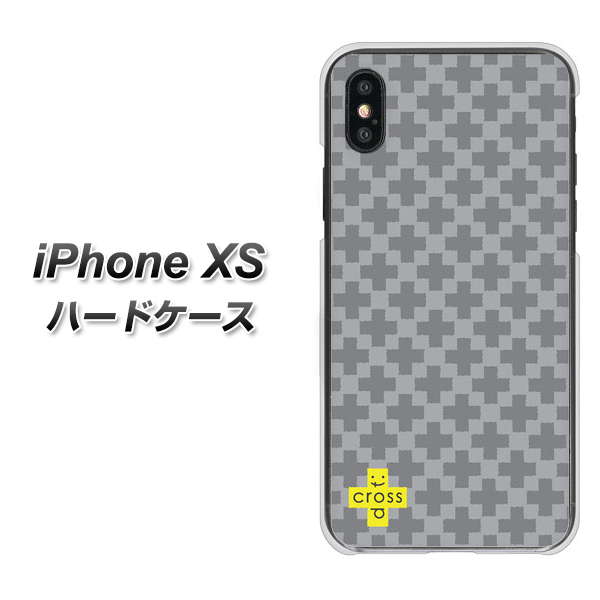 iPhone XS 高画質仕上げ 背面印刷 ハードケース【IB900  クロスドット_グレー】