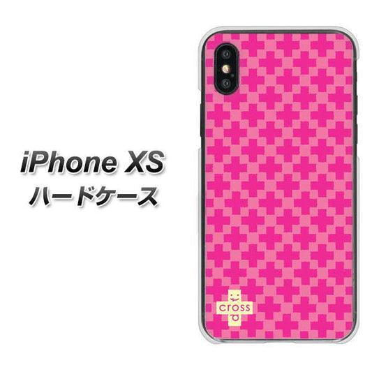 iPhone XS 高画質仕上げ 背面印刷 ハードケース【IB901  クロスドット_ピンク】