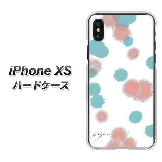iPhone XS 高画質仕上げ 背面印刷 ハードケース【OE834 滴 水色×ピンク】